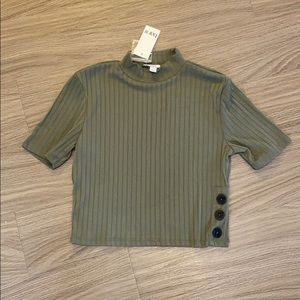 NWT Bar III Crop Mock Turtleneck